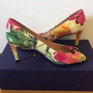 Stuart Weitzman floral patent pumps